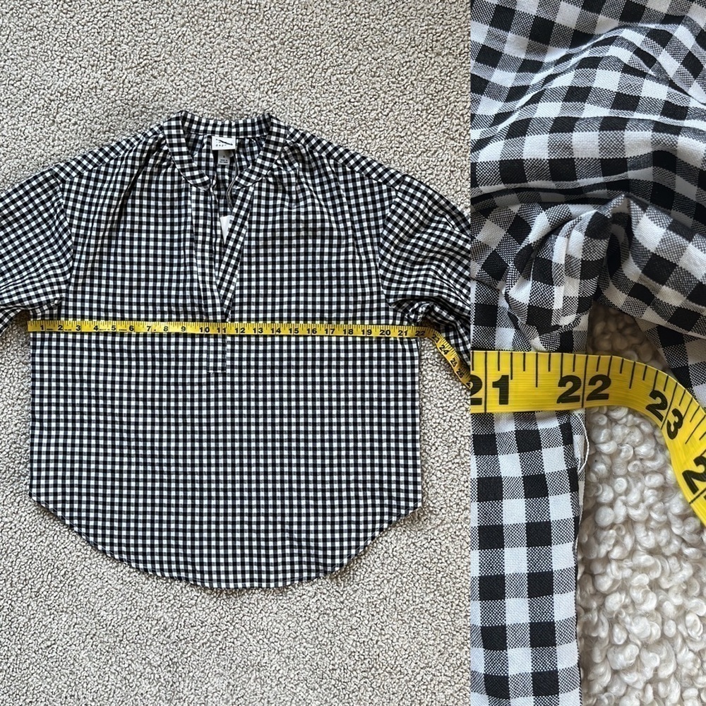 A NEW DAY Popover Top in Black/White Gingham NWT Small - Picture 11 of 13